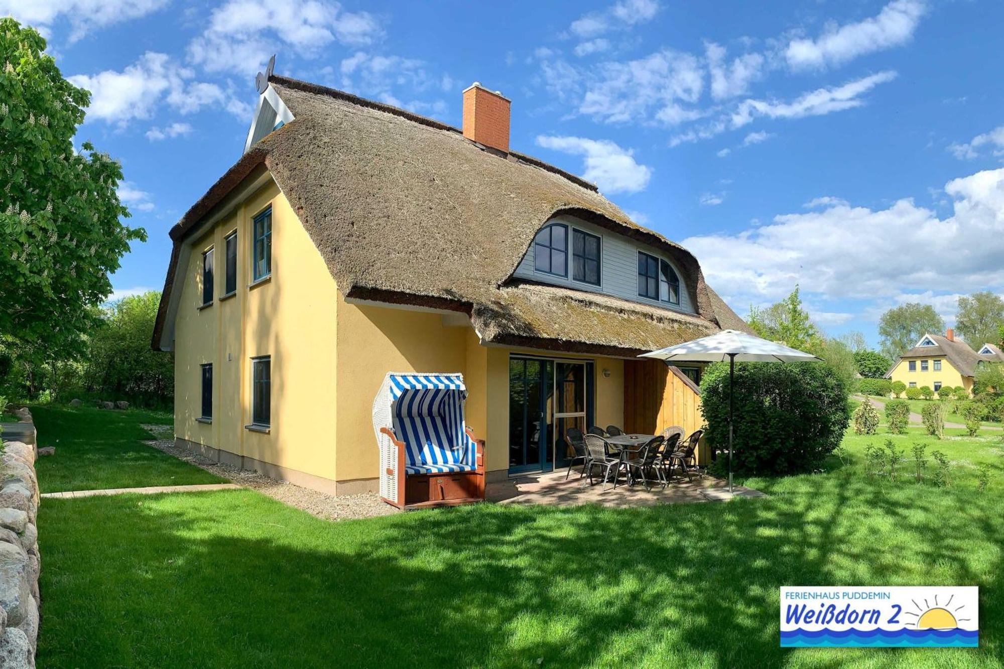 Villa Familienfreundliches Reetdachhaus Weissdorn 2 Puddemin Esterno foto